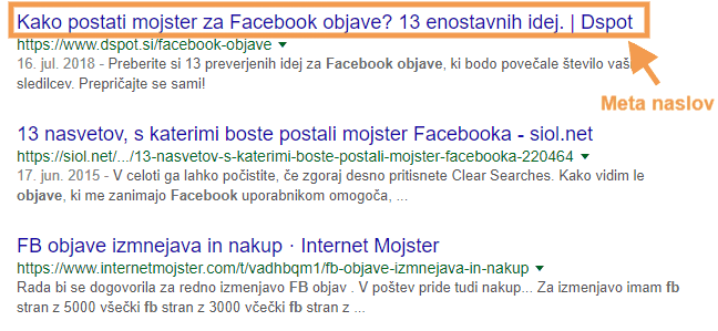 Kje najdemo meta naslov?