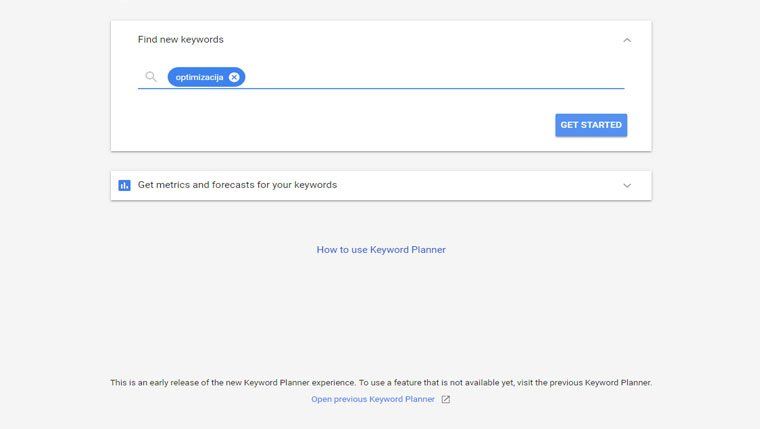 Raziskava ključnih besed z novim Keyword Plannerjem