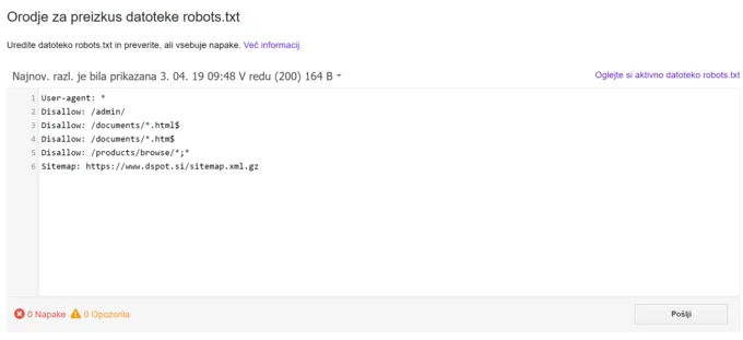 Kako izgleda datoteka robots.txt?
