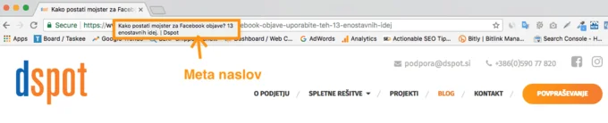 Meta naslov v odprtem zavihku.