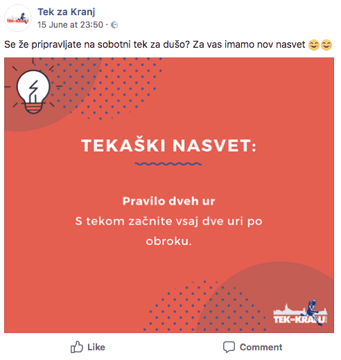 Facebook objava naj vsebuje nasvet