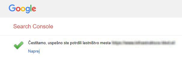 Verifikacija lastništva v Google webmaster tools