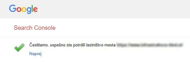 Verifikacija lastni&scaron;tva v Google webmaster tools