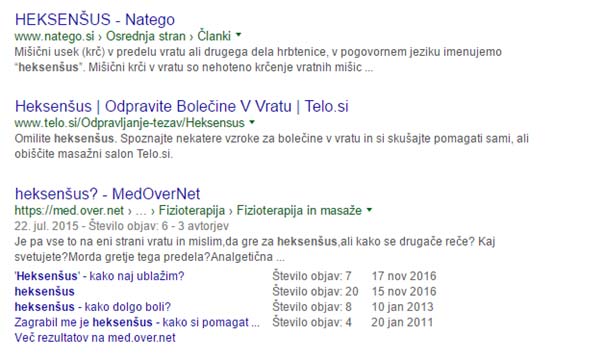 Izpisi v Googlu
