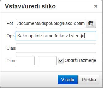 Optimizacija slike v Lytee-ju