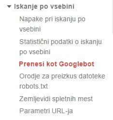 Prenesi kot Googlebot